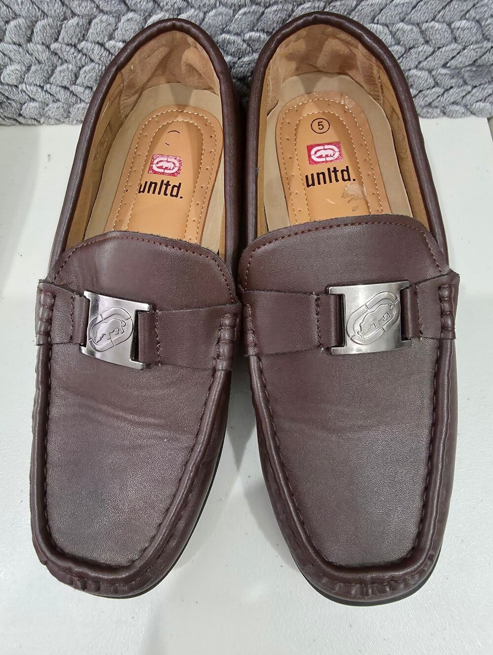 Echo Men's Dark Brown Leather Slip-On Loafers with Silver Bit